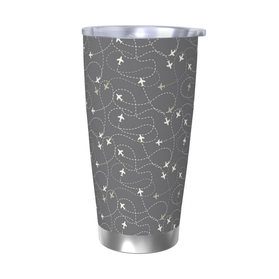 Rateoe Airplane Routes Around The World Printed Car Guy Gifts for Men Women Tumbler - 20oz/590ml Double Wall Vacuum Insulated Stainless Steel Travel Tumbler Cups with Lid & Straw-Without Straw