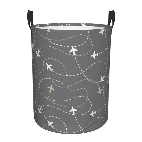 Rateoe Airplane Routes Around The World Pattern Round Laundry Hamper Basket, Tall Hamper Basket for Blanket Storage, Nursery Clothes Hamper for Laundry in Bedroom and College Dorm-Small