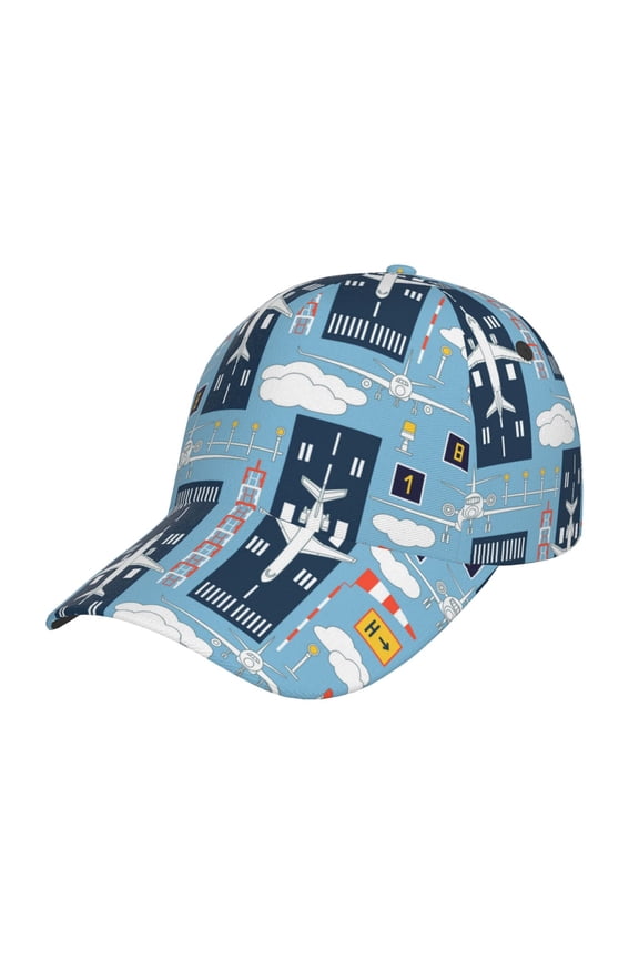Airplanes and Aviation Signs Pattern Baseball Cap Outdoor Cap Mountain Dad Hat - Unstructured Soft Cotton Cap-Adjustable UV Protection Cap