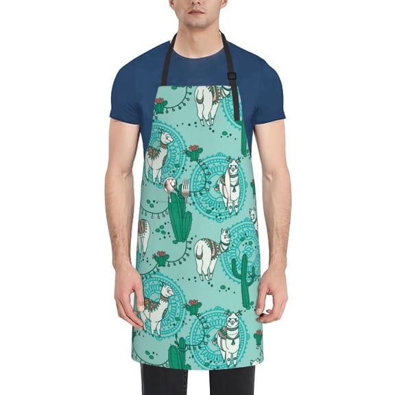 Rateoe Alapaca in Boho Aprons with Pocket,Men Womens Aprons Waterproof Adjustable Cooking Aprons for Kitchen Gardening and Salon