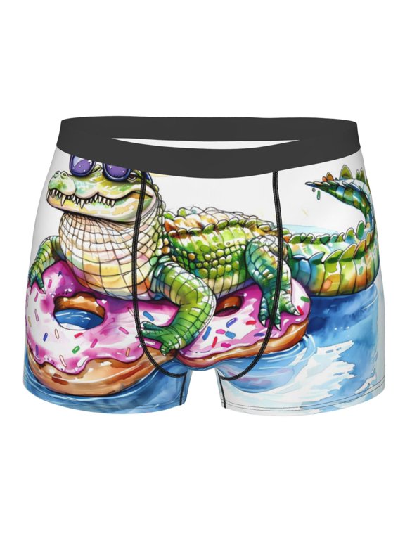 Alligator Donut Pool Float Mens Boxer Briefs Poly Spandex Performance Boxer Briefs Underwear Hem Boxer Briefs - Medium