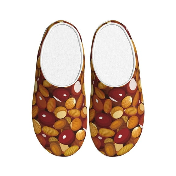 Rateoe Almond Nuts Print Women's Men's Cotton Knit Slippers Lightweight Memory Foam Indoor House Shoes with Anti-Skid Sole-35/36