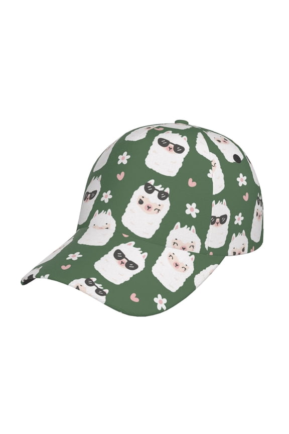 Alpaca Faces Pattern Mens Baseball Cap Adjustable Curved Brim Hat, Soft Cotton Sports Cap for Outdoor, Casual, and Everyday Wear, Comfortable & Breathable