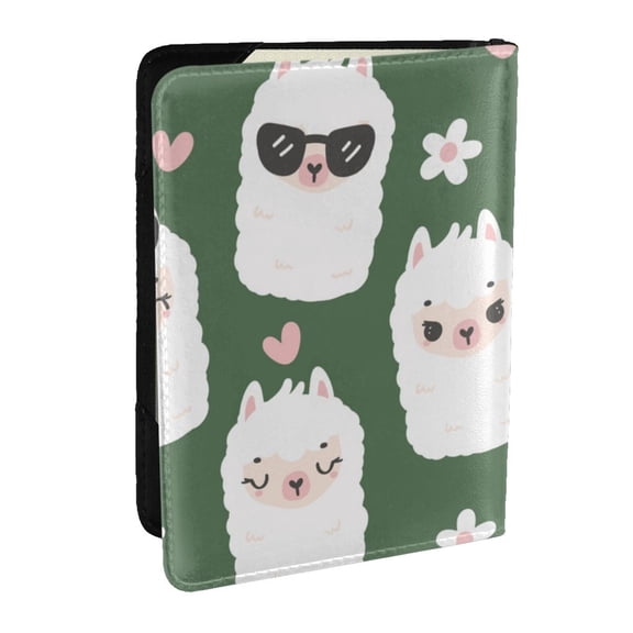 Rateoe Alpaca Faces Pattern Passport Holder Wallet Leather Mulit-purpose Travel Wallet Credit Cards Case ,Passport Cover for Women Men-6.5 in