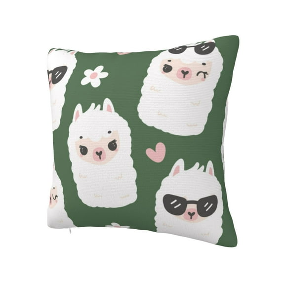 Rateoe Alpaca Faces Pattern Throw Pillow Cover Premium Pillow Stuffer Sham Square for Decorative Cushion Bed Couch Sofa(Pillow insert not included)
