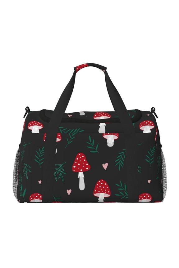 Amanita Mushroom Pattern Gym Bag for Women, Duffle Bag for Travel with Wet Pocket, Carry on Weekender Bags for Women, Water Resistant Travel Bag Duffel Bag