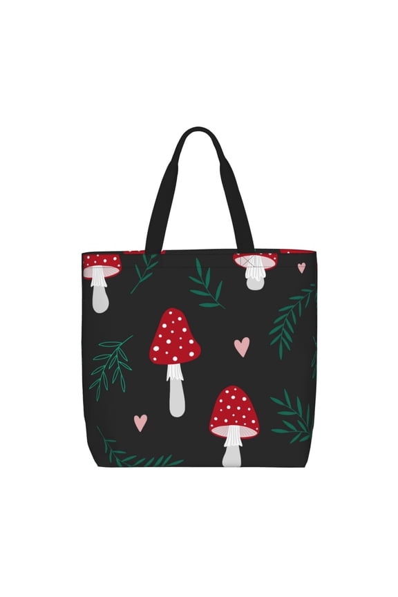 Amanita Mushroom Print Lightweight Tote Bag for Women, Water-Resistant Shoulder Bag with Zipper, Spacious Casual Handbag for Work, School, Shopping