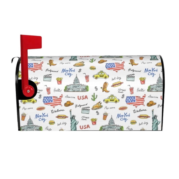 Rateoe America Landmarks Printed Mailbox Covers - Easy to Install Fall, Winter, Spring, Summer Mailbox Cover - Weather and UV-Resistant Mailbox Decor - Mailbox Magnetic Covers-21x18 in