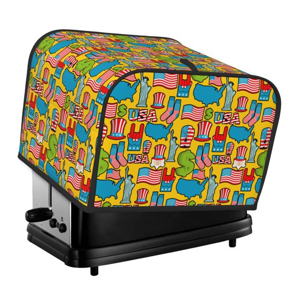 Rateoe America Symbols Pattern Toaster Covers 4 Slice Wide Slot,Bread Machine Cover,Bread Dust Cover & Fingerprint Protection,Appliance Covers
