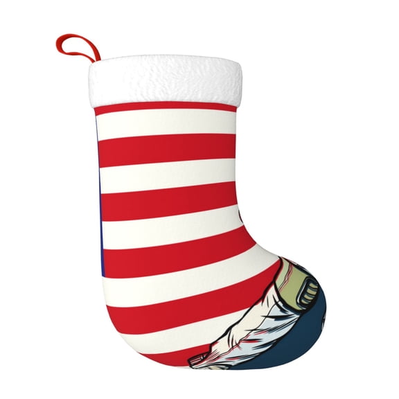 Rateoe American Astronaut Runs Forward Print Christmas Stockings,18 Inch Large Christmas Stockings Decoration Ornaments for Holiday Home Fireplace Indoors