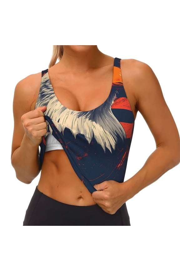 American Bald Eagle A Print Womens' Sports Bras Scoop Neck Sports Vest- Padded U Back Seamless High Impact Support