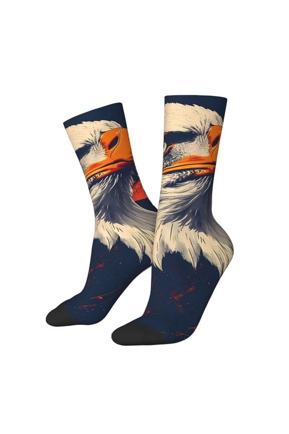 American Bald Eagle A for Women Casual Calf Socks - Cute Crew Socks - Thin Soft Above Ankle Socks Size 5-11