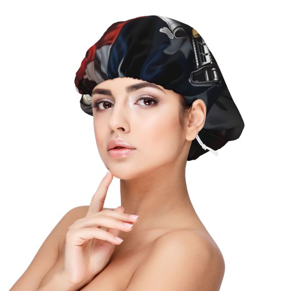 Rateoe American Bald Eagle Warrior Pattern Silk Satin Hair Bonnet for Sleeping, Adjustable Sleep Cap Turban for Women , Curly Straight Hair Long Large Braid
