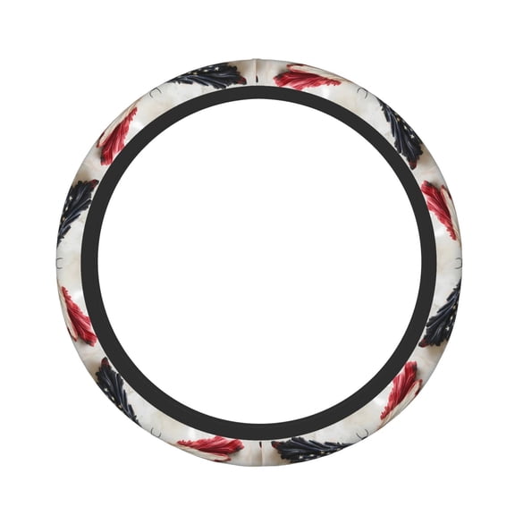 Rateoe American Flag Butterfly Wall Pattern Elastic Stretch Steering Wheel Cover, Universal 15 inch, Microfiber Breathable , Anti-Slip, Odorless, Easy Carry