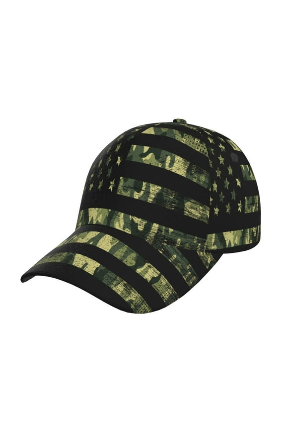 American Flag Camo Pattern Mens Baseball Cap Adjustable Curved Brim Hat, Soft Cotton Sports Cap for Outdoor, Casual, and Everyday Wear, Comfortable & Breathable