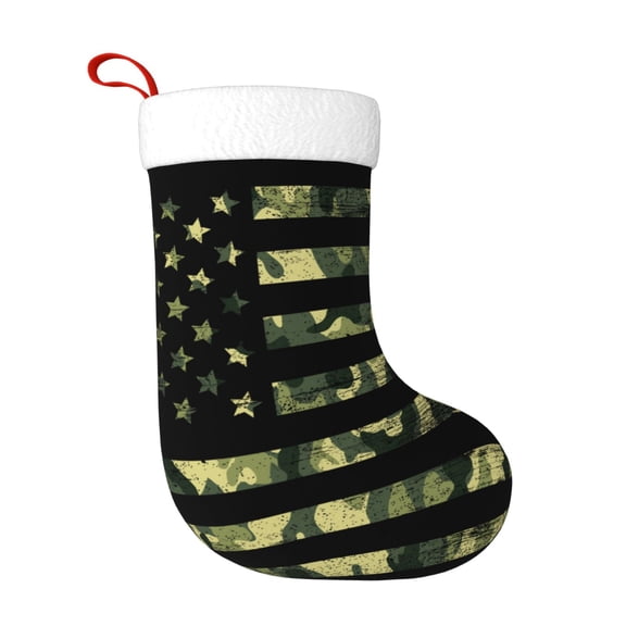 Rateoe American Flag Camo Print Christmas Stockings,18 Inch Large Christmas Stockings Decoration Ornaments for Holiday Home Fireplace Indoors