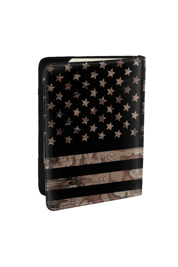 American Flag with Desert Camouflage Pattern Passport Holder Wallet Leather Mulit-purpose Travel Wallet Credit Cards Case ,Passport Cover for Women Men-6.5 in