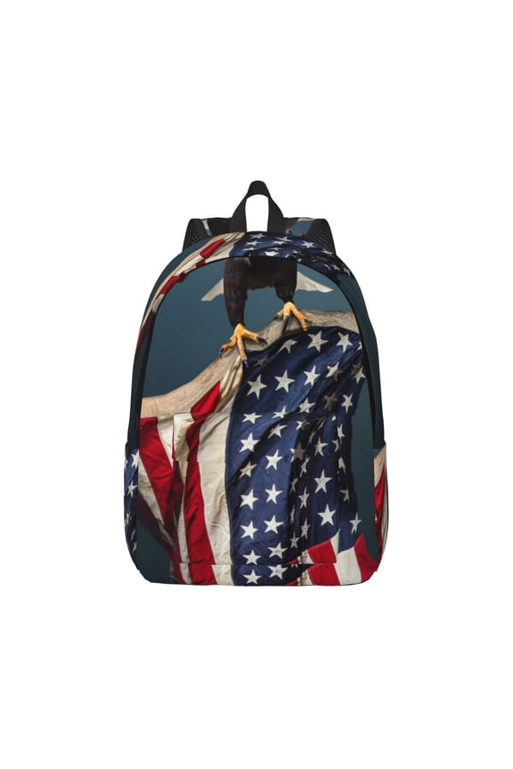 American Flag Pattern Canvas College Laptop Backpack,Travel Daypack,Durable Rucksack Travel Notebook Bag School Backpack Book Bag for Men Women-Small