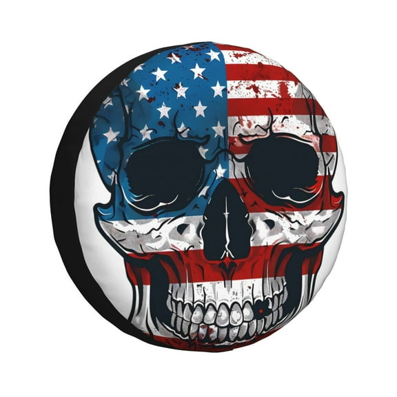 Rateoe American Flag Skull Pattern Tire Cover Wheel Protectors Weatherproof Wheel Covers Universal Fit for Trailer Rv SUV Truck Camper Travel Trailers Accessories-