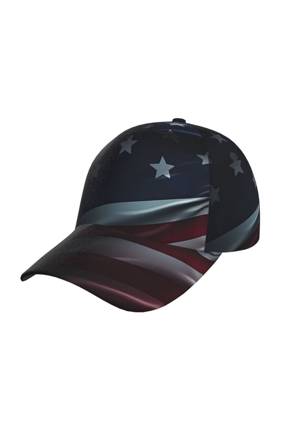 American Flag Waving Print Pattern Mens Baseball Cap  Adjustable Curved Brim Hat, Soft Cotton Sports Cap for Outdoor, Casual, and Everyday Wear, Comfortable & Breathable