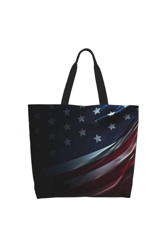 American Flag Waving Print Tote Bag - Waterproof Lightweight Handbags Travel Shoulder Bag for Hiking Yoga Gym Swimming Travel Beach