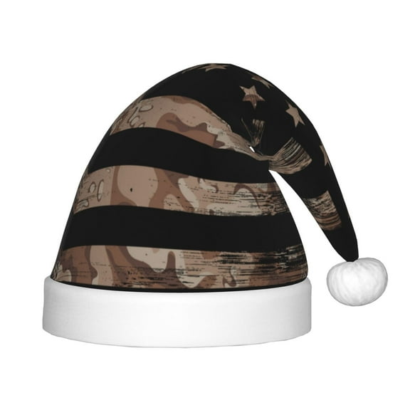 Rateoe American Flag with Desert Camouflage Santa Hat Confortable Christmas Hat for Christmas Party Favors Fit for Kids