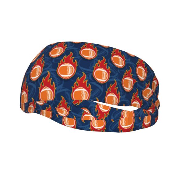 Rateoe American Football and Fire Flames Pattern Sports Headbands ,Moisture Wicking Workout Headband, Sweatband Headbands for Running,Cycling,Yoga,Hairband for Women and Men