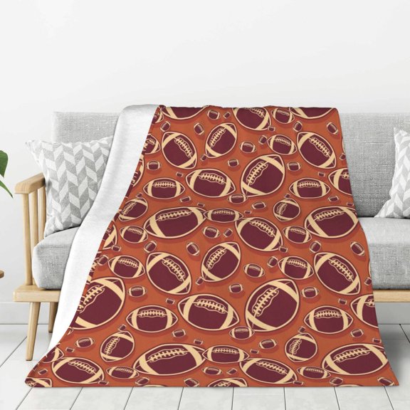 Rateoe American Football1 Pattern Flannel Throw Blanket, Ultra-soft Blanket for Bed, Couch, Car, Hypoallergenic Anti-pilling blanket-50"x40"(Vertical)