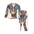 thumbnail image 1 of Rateoe American Giraffe Style Pattern Womens Pajamas Set Long Sleeve Sleepwear Button Down Nightwear Soft Cotton Pj Lounge Sets-, 1 of 7