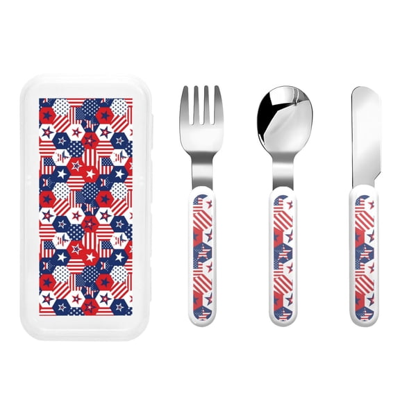 Rateoe American Stars2 for Stainless Steel Kids Silverware Set - Child and Toddler Safe Flatware - Children's Knife, Fork And Spoon Set