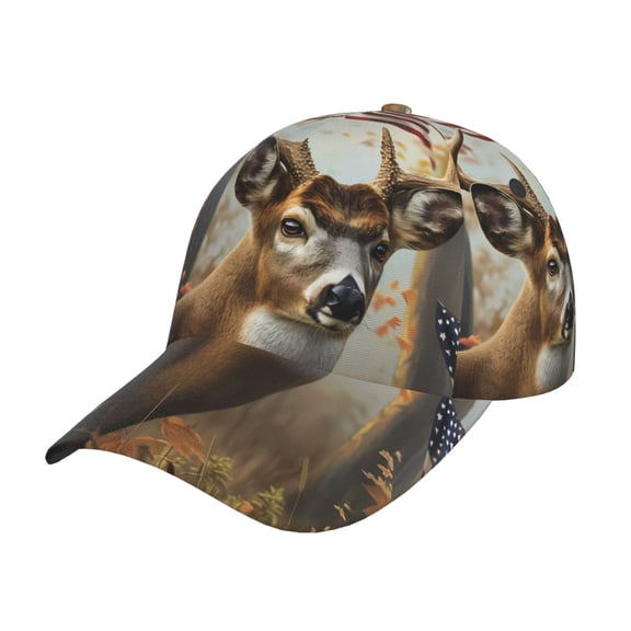 Rateoe American Wildlife Deer Forest Pattern Men’s Baseball Cap – Adjustable Curved Brim Hat, Soft Cotton Sports Cap for Outdoor, Casual, and Everyday Wear, Comfortable & Breathable