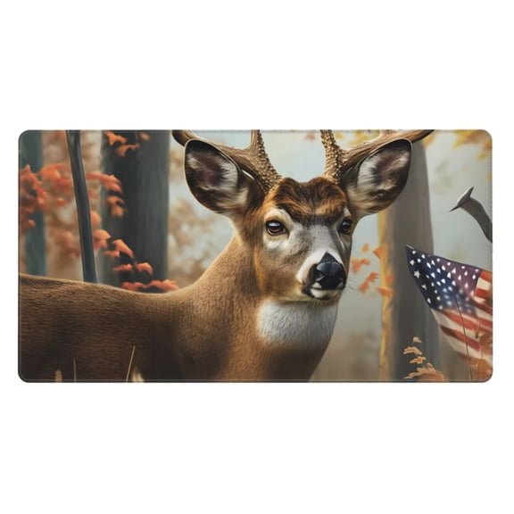 Rateoe American Wildlife Deer Forest Print Mouse Pad - Extended Large Gaming Mousepad,Non-Slip Stitched Edge,16x29.5 Inch