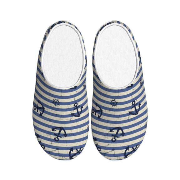 Rateoe Anchors And Steering Wheel Print Women's Men's Cotton Knit Slippers Lightweight Memory Foam Indoor House Shoes with Anti-Skid Sole-40/41
