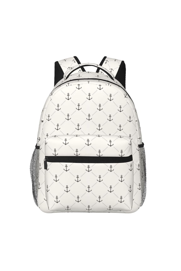 Anchors Pattern Casual Backpack for School, Work, Travel Adjustable Straps, Multiple Compartments Ergonomic Design, Fits Laptops and Tablets