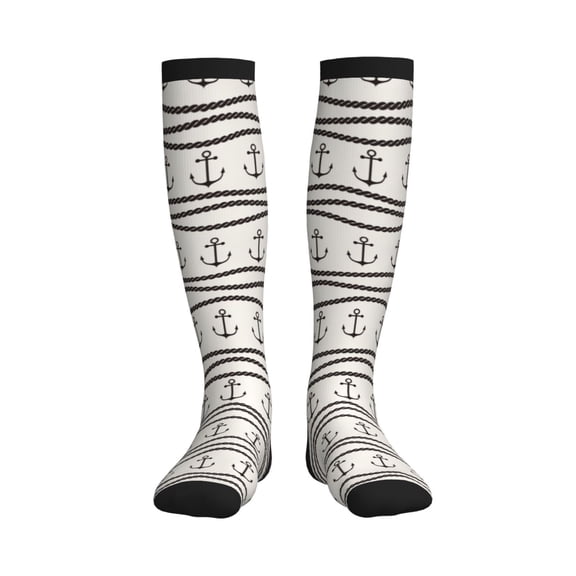 Rateoe Anchors and Ropes Compression Socks for Women and Men 20-30mmHg-Circulation Support Socks Knee High Nurse Pregnant Running Medical and Travel Athletic