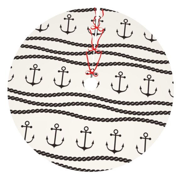 Rateoe Anchors and Ropes Print Christmas Tree Skirt 36" for Xmas Holiday New Year Party Circle Tree Mat Ornaments Decoration