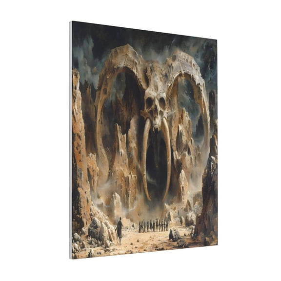 Rateoe Ancient Skull Cave Landscape Pattern Decorative Picture – Unique Modern Wall Art, Ready-to-Hang Canvas Print for Home (Vertical)