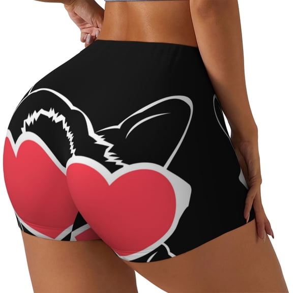 Rateoe Animal Bulldog French Printed Power Workout Shorts for Women Tummy Control Squat Proof Ribbed Thick Seamless Scrunch Active Short-Medium