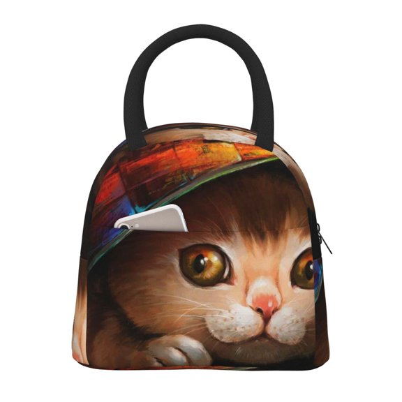 Rateoe Animal Cat Pattern Lunch Bag Women, Lunch Box, Lunch Bag, Small Leakproof Lunch Tote Large Capacity Reusable Insulated Cooler Lunch Container