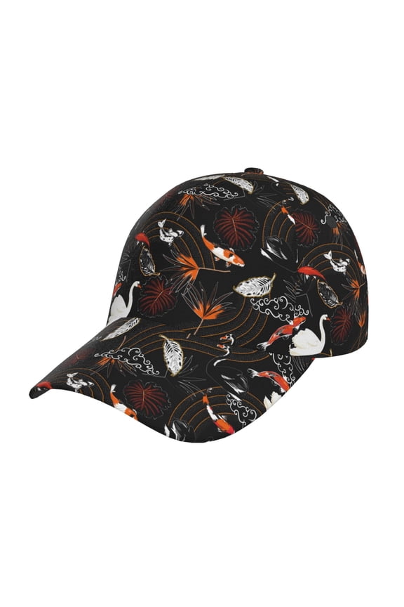 Animal Koi Fish Pattern Mens Baseball Cap  Adjustable Curved Brim Hat, Soft Cotton Sports Cap for Outdoor, Casual, and Everyday Wear, Comfortable & Breathable