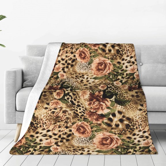 Rateoe Animal Leopard Print Fuzzy Fleece Throw Blanket Extra Large,Super Soft,Fluffy and Warm Blankets for Couch,Bed,All Season Use (40"x30")