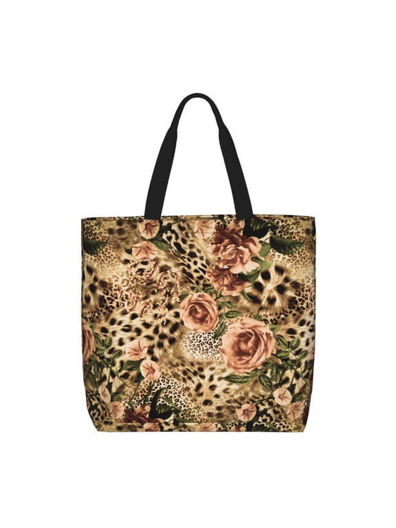 Animal Leopard Print Lightweight Tote Bag for Women, Water-Resistant Shoulder Bag with Zipper, Spacious Casual Handbag for Work, School, Shopping