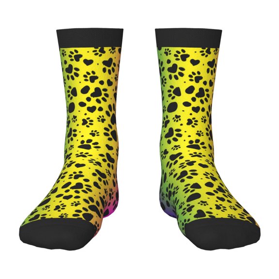 Rateoe Animal Paw Rainbow Pattern Children's Socks, Socks Gifts ,kids Crew Soft Cotton Socks , Moisture-Wicking, Durable, Ideal for Daily Wear & Sports