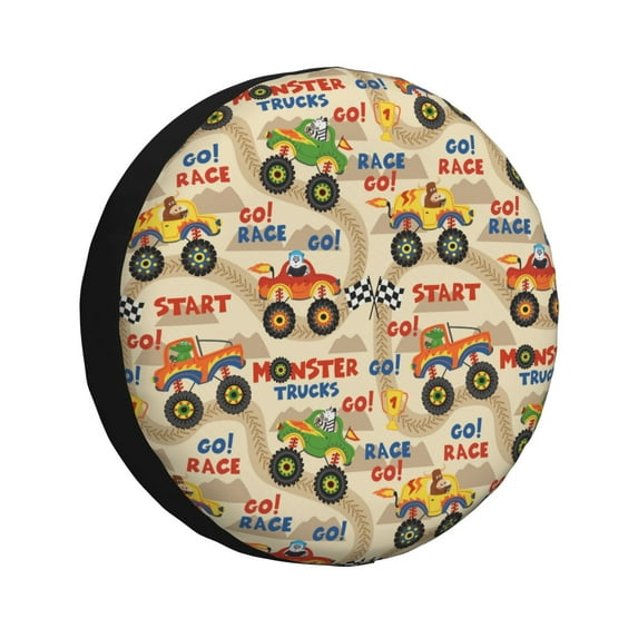 Rateoe Animal Truck Pattern Tire Cover Wheel Protectors Weatherproof Wheel Covers Universal Fit for Trailer Rv SUV Truck Camper Travel Trailers Accessories-15 inch