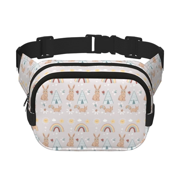 Rateoe Animals In Tribe Print Fanny Pack Belt Bag for Women and Men, Square Double-Layer Waterproof Waist Pack with Adjustable Strap for Hiking, Jogging, Cycling