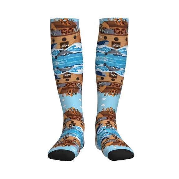 Rateoe Animals on Noah's Ark Compression Socks for Women and Men 20-30mmHg-Circulation Support Socks Knee High Nurse Pregnant Running Medical and Travel Athletic