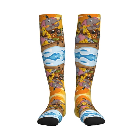 Rateoe Animals on Noah's Ark1 Compression Socks for Women and Men 20-30mmHg-Circulation Support Socks Knee High Nurse Pregnant Running Medical and Travel Athletic