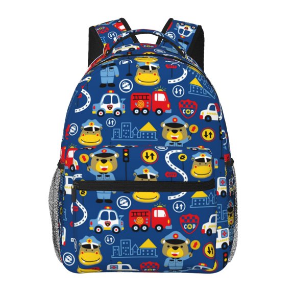 Rateoe Animals Rescue Team Pattern Casual Backpack for School, Work, Travel – Adjustable Straps, Multiple Compartments – Ergonomic Design, Fits Laptops and Tablets