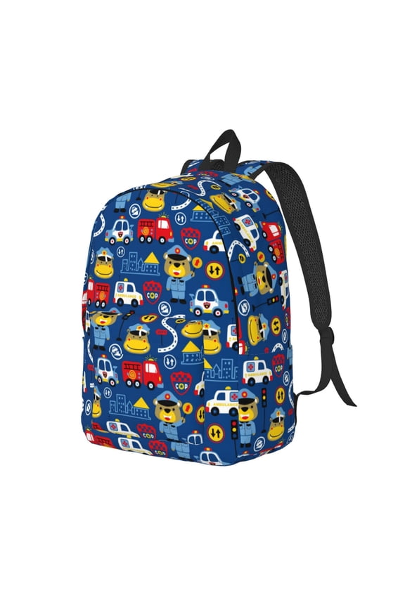 Animals Rescue Team Pattern Durable Canvas Backpack for Men & Women – Stylish & Lightweight – Adjustable Straps, Multiple Pockets – Fits 15-17 Inch LaptopsSmall