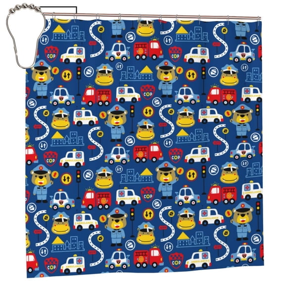 Rateoe Animals Rescue Team Shower Curtain - Fancy Bathroom Shower Curtain Sets - Waterproof Shower Curtain with Hooks with 12 Plastic Hooks 72x72 Inches